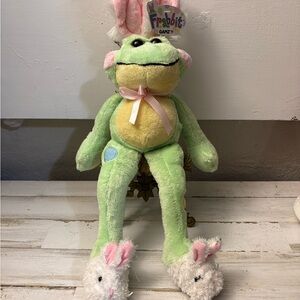 GANZ Frabbit Plush Frog in Green, Yellow and Pink
